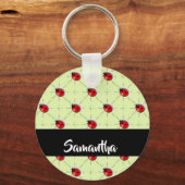 Eigen naam ladybugs patroon sleutelhanger (Voorkant)