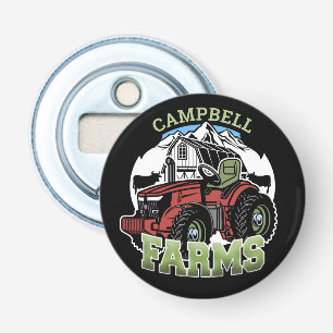Eigen naam Landenmerk Boerderij Barn Tractor Farme Button Flesopener