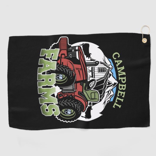 Eigen naam Landenmerk Boerderij Barn Tractor Farme Golfhanddoek (Horizontaal)