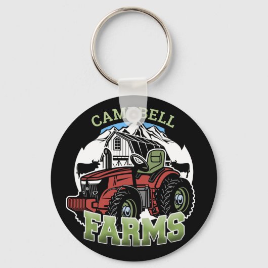 Eigen naam Landenmerk Boerderij Barn Tractor Farme Sleutelhanger (Voorkant)