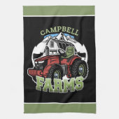 Eigen naam Landenmerk Boerderij Barn Tractor Farme Theedoek (Verticaal)