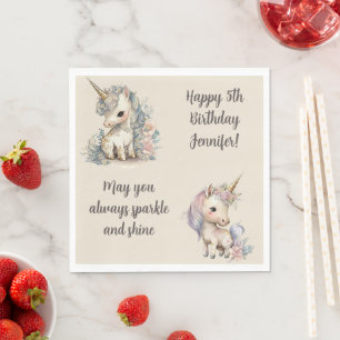 Eigen naam Leeftijd Sentiment Unicorn Birthday Servet