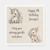 Eigen naam Leeftijd Sentiment Unicorn Birthday Servet (Voorkant)