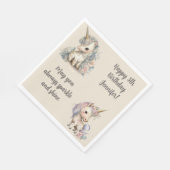 Eigen naam Leeftijd Sentiment Unicorn Birthday Servet (Hoek)