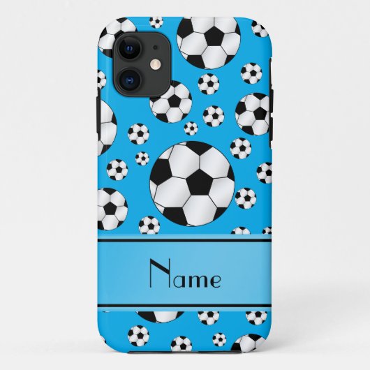 Eigen naam leuke hemelblauwe voetballen blauwe str Case-Mate iPhone case (Achterkant)