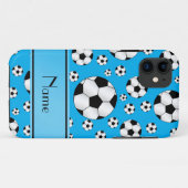 Eigen naam leuke hemelblauwe voetballen blauwe str Case-Mate iPhone case (Achterkant (horizontaal))