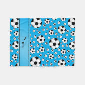 Eigen naam leuke hemelblauwe voetballen blauwe str fleece deken (Voorkant (Horizontaal))
