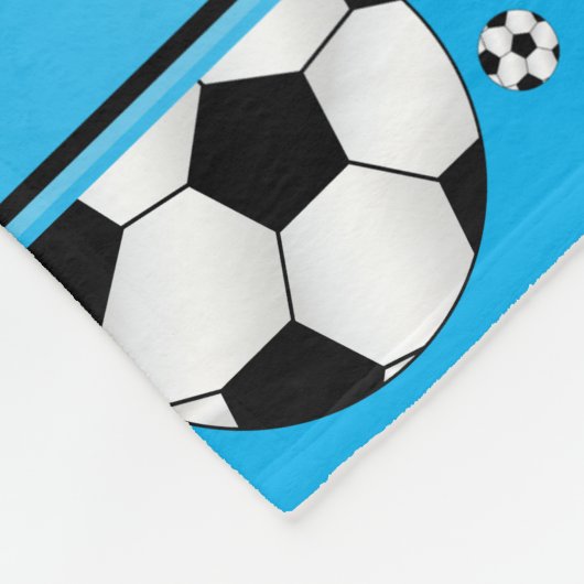 Eigen naam leuke hemelblauwe voetballen blauwe str fleece deken (Hoek)