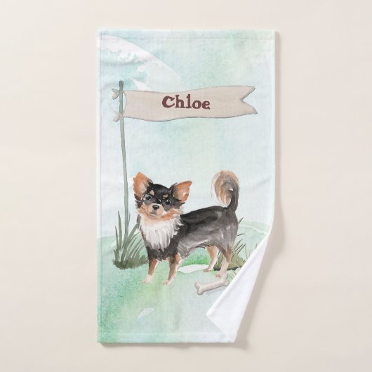 Eigen naam Long Hazard Chihuahua Pet Dog Bad Handdoek (Handdoek)