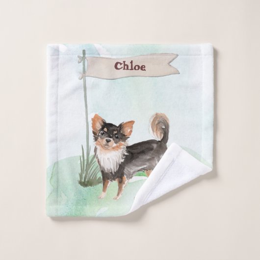 Eigen naam Long Hazard Chihuahua Pet Dog Bad Handdoek (Wasdoekje)
