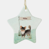 Eigen naam Long Hazard Chihuahua Pet Dog Keramisch Ornament (Rechts)
