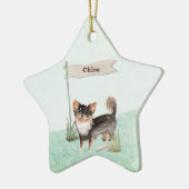 Eigen naam Long Hazard Chihuahua Pet Dog Keramisch Ornament (Links)