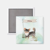 Eigen naam Long Hazard Chihuahua Pet Dog Magneet (Voorkant / Achterkant)