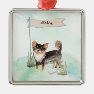 Eigen naam Long Hazard Chihuahua Pet Dog Metalen Ornament