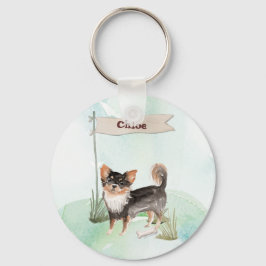 Eigen naam Long Hazard Chihuahua Pet Dog Sleutelhanger