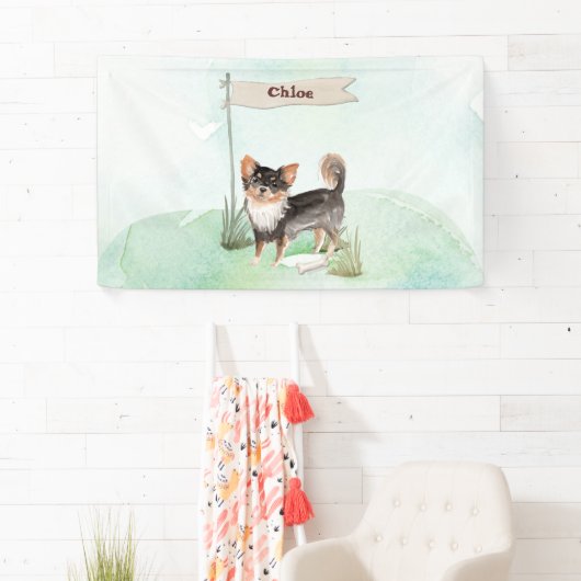 Eigen naam Long Hazard Chihuahua Pet Dog Spandoek (Insitu)