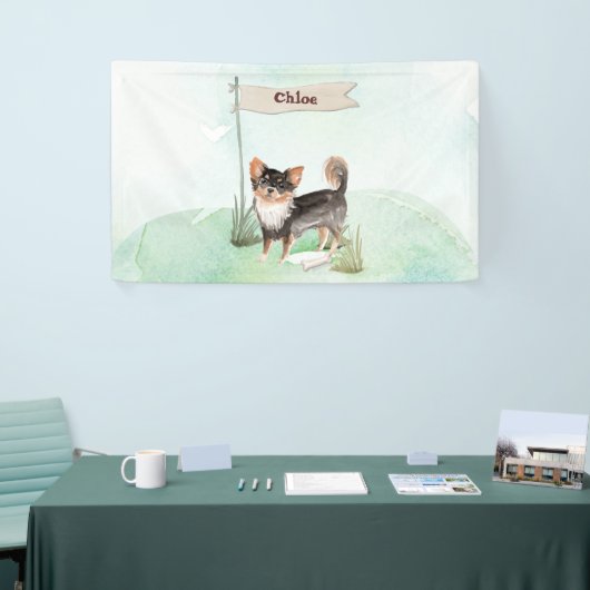 Eigen naam Long Hazard Chihuahua Pet Dog Spandoek (Beurs)