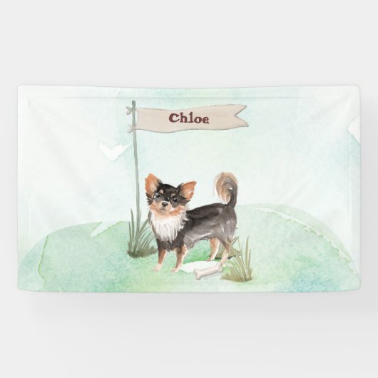 Eigen naam Long Hazard Chihuahua Pet Dog Spandoek (Horizontaal)