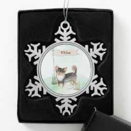 Eigen naam Long Hazard Chihuahua Pet Dog Tin Sneeuwvlok Ornament