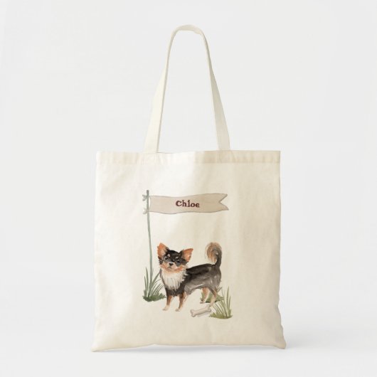 Eigen naam Long Hazard Chihuahua Pet Dog Tote Bag (Voorkant)
