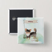 Eigen naam Long Hazard Chihuahua Pet Dog Vierkante Button 5,1 Cm (Voorkant /achterkant)