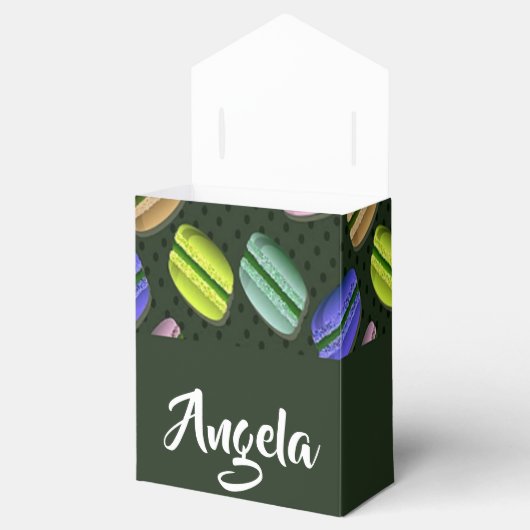 Eigen naam macaron patroon bedankdoosjes (Geopend)