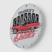 Eigen naam mam Faux Neon 50's Klassieke auto Grote Klok (Hoek)