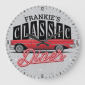 Eigen naam mam Faux Neon 50's Klassieke auto Grote Klok (Voorkant)