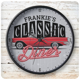 Eigen naam mam Faux Neon 50's Klassieke auto Grote Klok