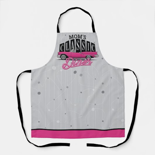 Eigen naam mam Faux Neon 50's Klassieke auto Schort (Voorkant)