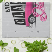 Eigen naam mam Faux Neon 50's Klassieke auto Theedoek (Gevouwen)