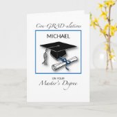 Eigen naam Man Afstuderen Blauw Kaart (Gele Bloem)