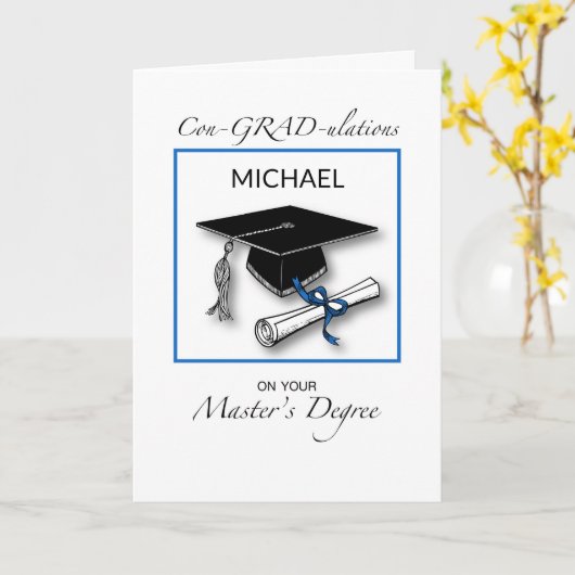Eigen naam Man  Afstuderen Blauw Kaart (Gele Bloem)