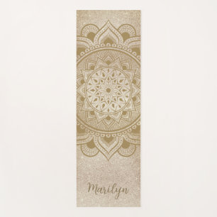 Eigen naam Mandala Om Gold Glitter-oefening Yogamat