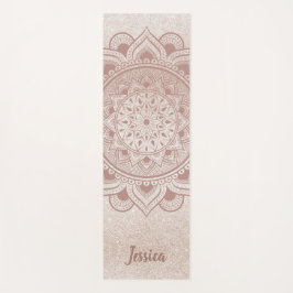 Eigen naam Mandala Om Roos Gold Glitter Exercise Yogamat