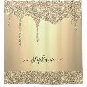 Eigen naam Manuscript Gold Glitter Drijft Luxe Douchegordijn (Voorkant)