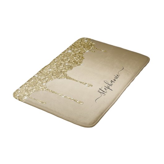 Eigen naam Manuscript Gold Glitter Sparkle Bath Ma Badmat (Gekanteld)