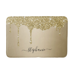 Eigen naam Manuscript Gold Glitter Sparkle Bath Ma Badmat