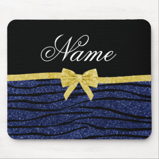 Eigen naam marinesuruinblauw glitterzebrastriboog muismat