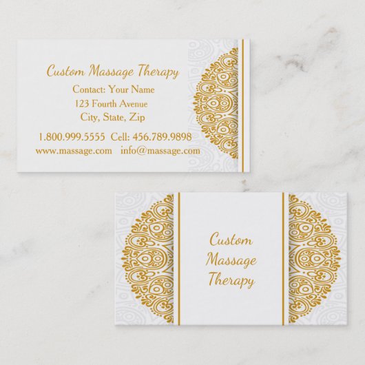 Eigen naam Massage Therapy Gold Mandala Business Visitekaartje (Voorkant / Achterkant)