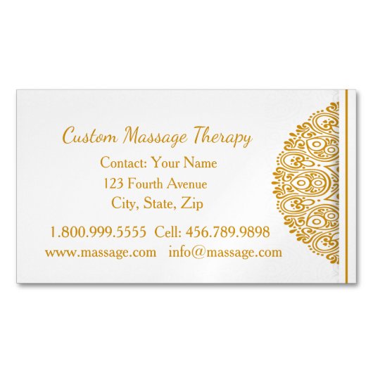 Eigen naam Massage Therapy Gold Mandala Magnetisch Visitekaartje (Voorkant)