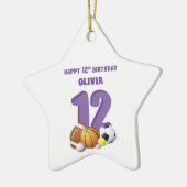 Eigen naam meisje 12e verjaardag zondagszalen keramisch ornament (Links)