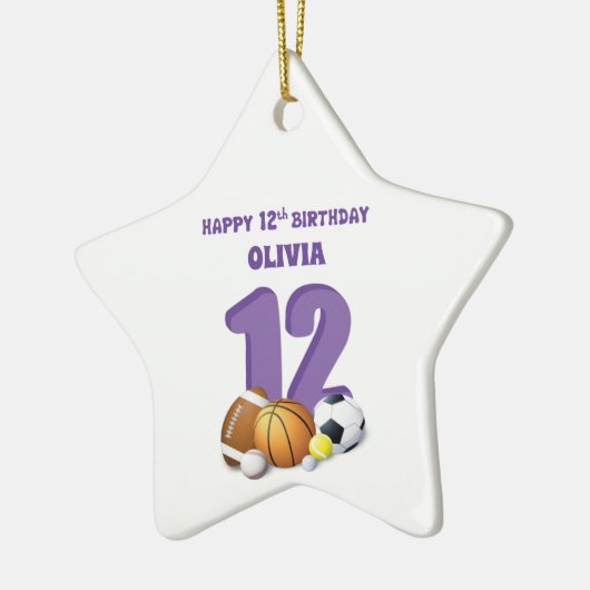 Eigen naam meisje 12e verjaardag zondagszalen keramisch ornament (Links)