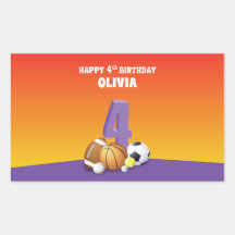 Eigen naam meisje met 4e verjaardag zondagssport