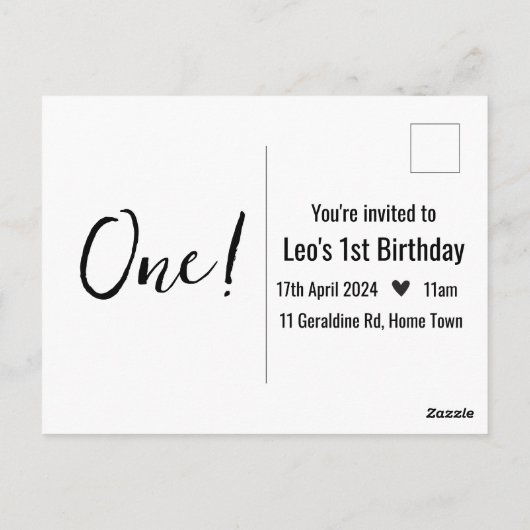 Eigen naam Minimale Leo 1e verjaardag eerste foto Briefkaart (Achterkant)