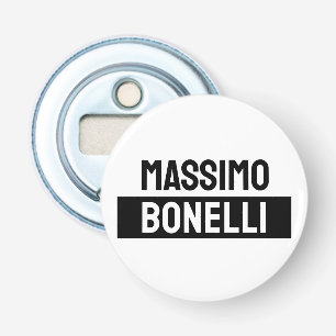 Eigen naam minimalistisch modern effen zwart wit button flesopener