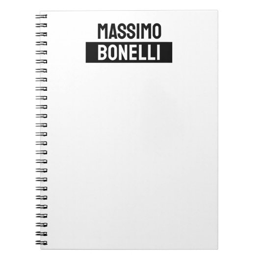 Eigen naam minimalistisch modern effen zwart wit notitieboek (Voorkant)