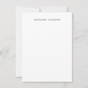 Eigen naam minimalistisch modern effen zwart wit notitiekaartje