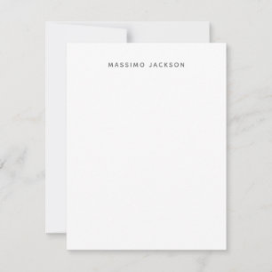 Eigen naam minimalistisch modern effen zwart wit notitiekaartje