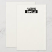 Eigen naam minimalistisch modern sober zwart wit briefpapier (Voorkant / Achterkant)